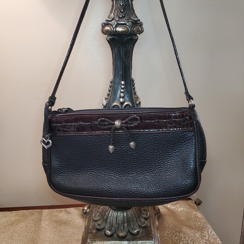 Brighton croc & pebbled leather small handbag